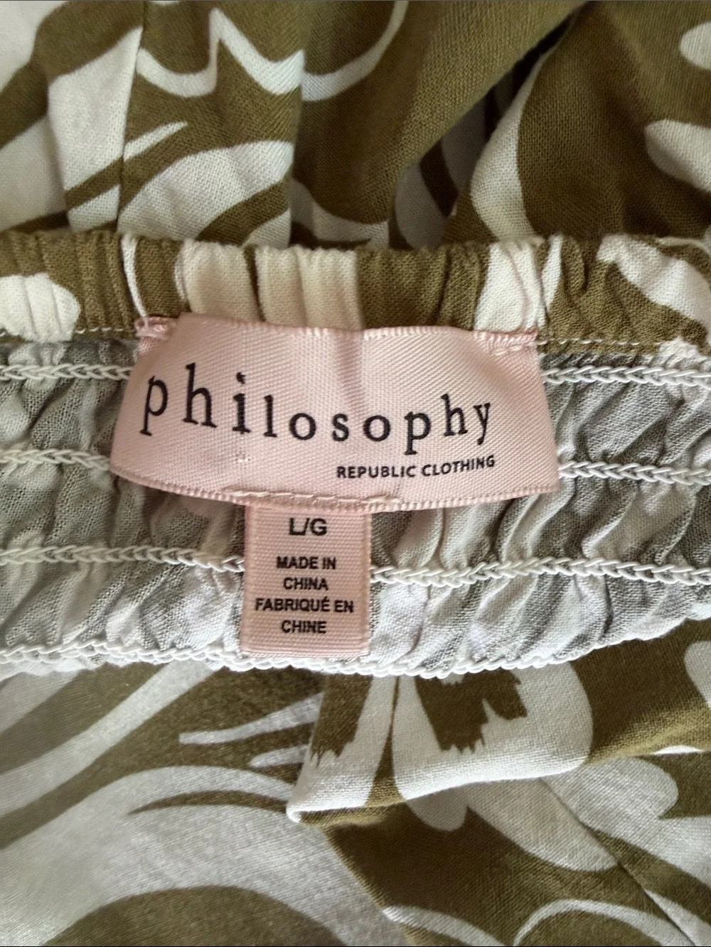 Philosophy Olive Green and White Wide Leg Pants